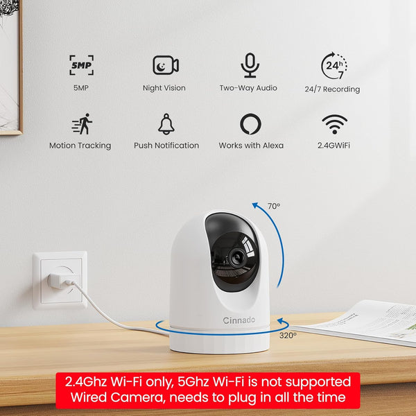 Security Camera Indoor-2K 360ÃÂ° Wifi Cameras for Home SecurityÃ¯Â¼ÂPet/Dog/Baby Camera with Phone App, 2-Way Audio, Night Vision, 24/7 SD Card
