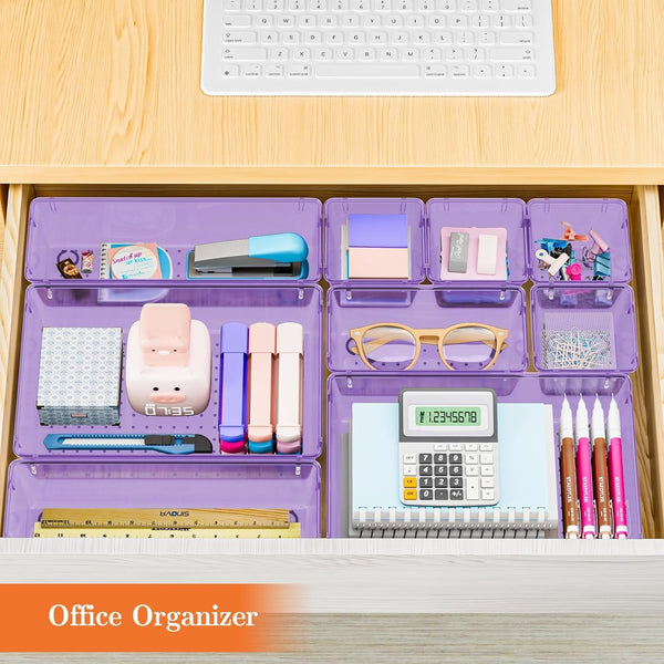 SpaceHacks 25 PCS Plastic Drawer Organizer Set, 4-Size Versatile Organizer Trays & storage Bins for Makeup, Jewelry, and Gadgets in Bathroom,