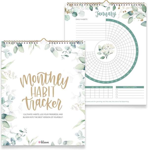 Bloom Daily Planners Hanging Habit Tracking Calendar â Undated 12 Month Inspirational Habit Tracker for Daily, Weekly & Monthly Goals (8â X 10â)