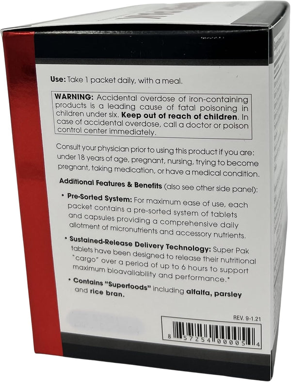 Beverly International Super Pak. 30 Packs. High-Potency Multivitamin, Daily Pack for Energy, Performance, Immune System Health. Custom-Formulated