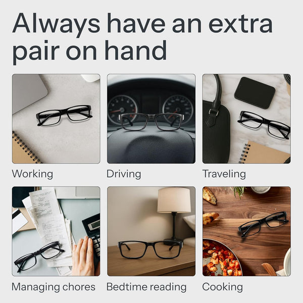 Gaoye 1.5 Professional Reading Glasses for All Day - Computer Readers with Blue Light Protection - Value Pack B1-5 Pack Light Black 1.5 x