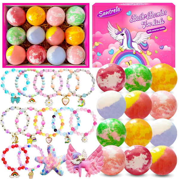 Bath Bombs for Kids Girls with Surprise Toys Inside, Bath Bombs with Jewelry Toys, Birthday Gifts for Girls 4 5 6 7 8 Years Old, Daughter