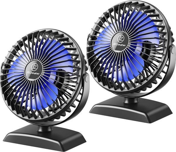 JZCreater USB Desk Fan, 2Pack USB Fan, 360 Rotation Desktop Fan with 3 Speed, Table Personal Cooling Fan, Quiet Mini Desk Fan, USB Powered, Small