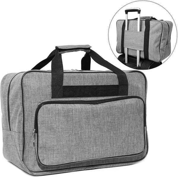 Bright Creations Sewing Machine Case - 18.1 x 9.4 x 12.2 In Gray Polyester - Hard Side Travel Tote & Organizer - Padded Handle & Shoulder Strap -