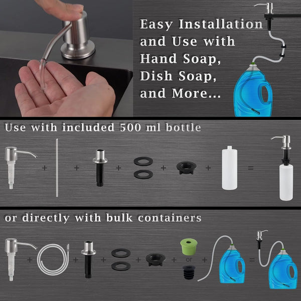 Styever Soap Dispenser for Kitchen Sink with Pump -16oz Bottle Built in Countertop Dish soap Dispenser with 4 Inch Spout- Oil Rubbed Bronze Sink