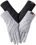REACH STAR 2 Pairs Winter Gloves for Women Touch Screen Elastic Thermal Knit Lining Warm Gloves for Cold Weather