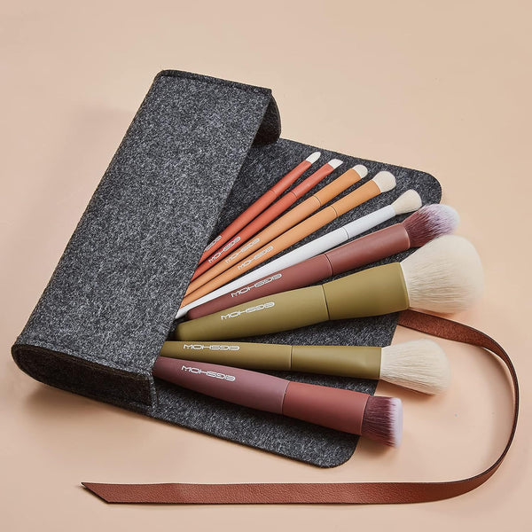 Makeup Brushes, EIGSHOW 5 Colors Essential Kabuki Makeup Brush Set with Ultra Soft Synthetic Fibers for Powder Blush Concealers Contouring
