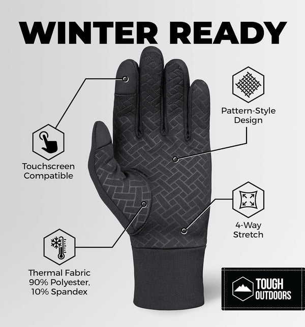Tough Outdoors Running Gloves - Touch Screen Ski Glove Liners - Men'S Winter Gloves - Glove Liners for Cold Weather