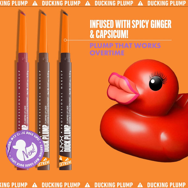NYX PROFESSIONAL MAKEUP Duck Plump Plumping Lip Liner, Matte Pencil with up to 10HR Wear, Subtle Touch (Deep Nude Lip Liner)
