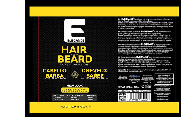 E Elegance Hair & Beard Conditioning Oil - Highly Moisturizing And Lightweight Beard Conditioner For Men, Great Smell, 3.38 Oz 10.1 Ounce (Pack of 1)
