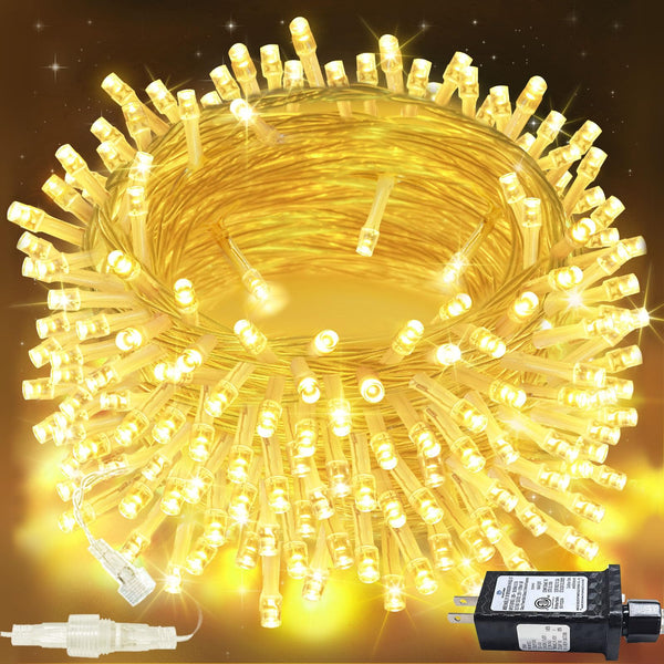 Connectable 200 LED String Lights Indoor Outdoor with Timer, 66FT 13 Modes Warm White Christmas Lights Waterproof, Twinkle Fairy Lights Plug in