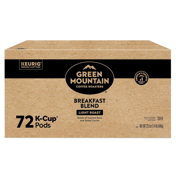 Green Mountain Coffee Roasters Breakfast Blend, Single-Serve Keurig K-Cup Pods, Light Roast Coffee Pods, 72 Count Breakfast Blend 72 Count (Pack of 1)