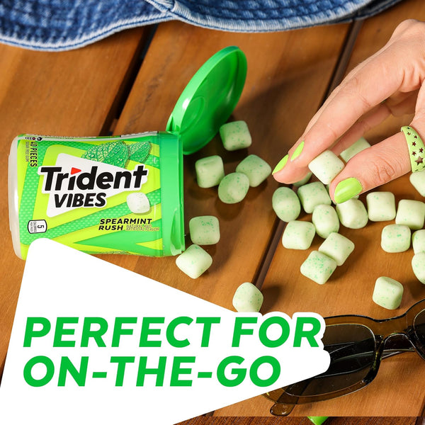 Trident Vibes Spearmint Rush Sugar Free Gum, 4 Bottles of 40 Pieces (160 Total Pieces)