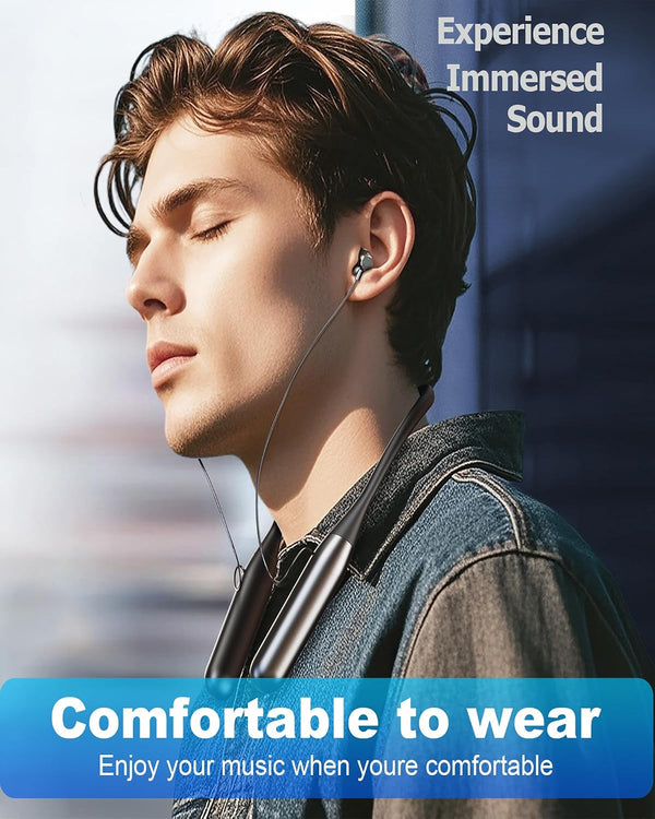 ZXQ Wireless Bluetooth Neckband Headphones 100 Hours Long Playtime,Around The Neck Bluetooth Earbuds with Microphone,Waterproof Sport