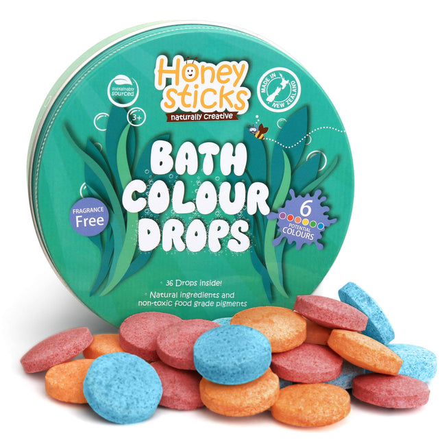 Honeysticks Bath Color Tablets for Kids - Non Toxic Bathtub Drops Made with Natu