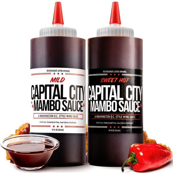 Capital City Mambo Sauce Sweet Hot & Mild Variety Pack, Washington DC Wing Sauces, Perfect Condiment for Wings Chicken Pork Beef Seafood Burgers