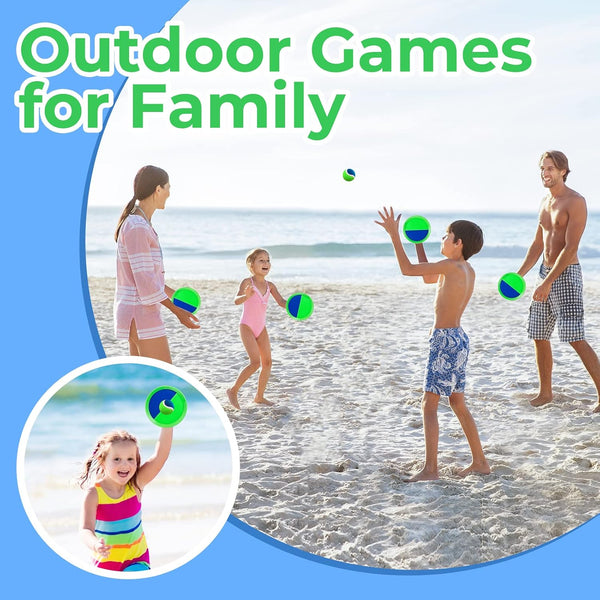 Beach Toys - Outdoor Games for Kids, Toss and Catch Ball Set with 6 Paddles 3 Balls, Gifts for 3 4 5 6 7 8+ Year Old Boys Girls Christmas