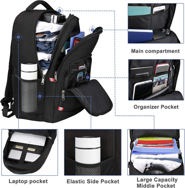 Della Gao Laptop Backpack for Men, Large Anti-Theft Business Travel Backpack with USB Charging Port, Water Resistant College Computer Bag for