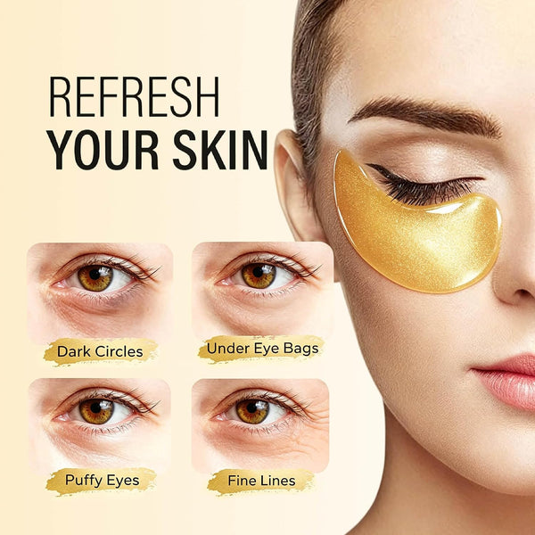 Maskiss 24k Gold Under Eye Patches (50 Pairs), eye mask, Collagen Skin Care Products, Eye Patches for Puffy Eyes, eye masks for dark circles and