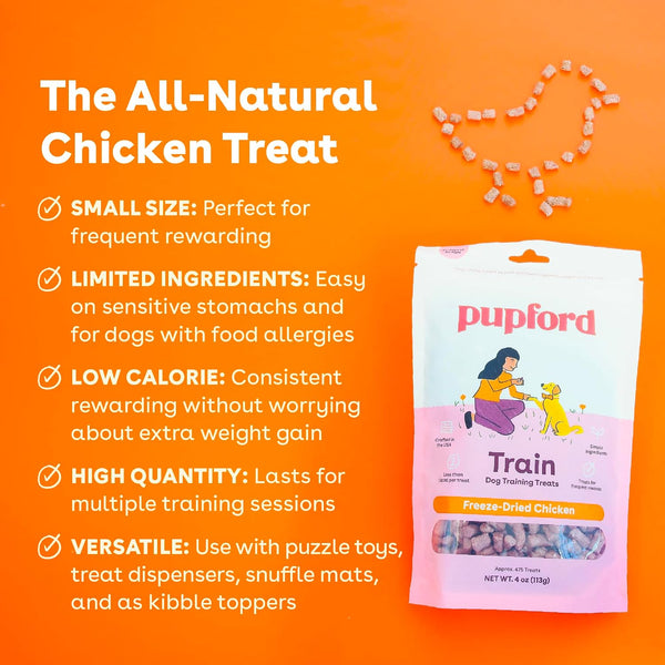 Pupford Freeze Dried Training Treats for Dogs & Puppies (Chicken, 4 oz) Chicken 4 Ounce (Pack of 1)