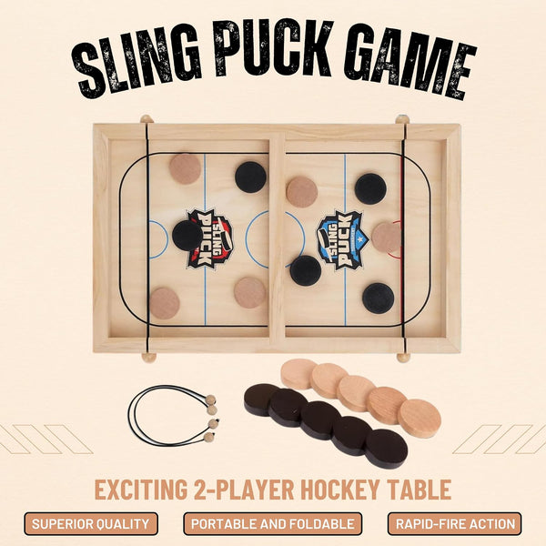 Fast Sling Puck Game - Super Winner Slingshot Puck Board Game - Sling It Shot 2 Player Hockey Table for Kids, Teen and Adults - Christmas Indoor