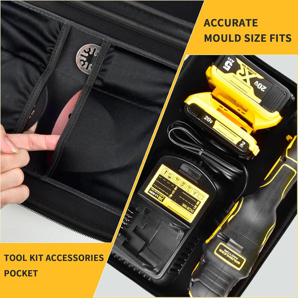 PAIYULE Oscillating Tool Case for DEWALT DCS356B/DCS354B, Box Only | Hard EVA Shell, Custom-Fit Storage, Blade Organizer and Room for Two