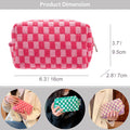 PAZIMIIK Checkered Makeup Bag for Purse Portable Zipper Make Up Pouch Small Cosmetic Case for Travel Accessories (Hotpink) Hotpink 1 Pack Box Pouch