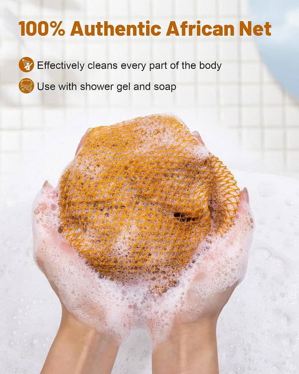MTDLYICE African Net Sponge 2 Pack, Back Scrubber for Shower, XL 80CM Exfoliating Washcloth, African Net Sponge Authentic, Body Scrubber
