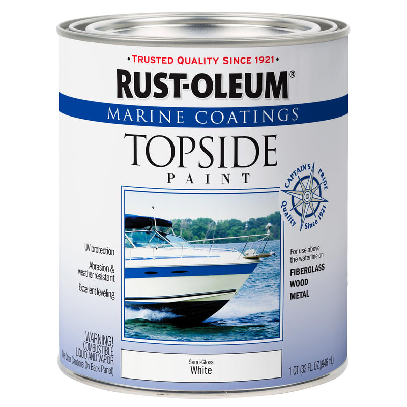 Rust-Oleum 207000 Marine Coatings Topside Paint, Quart, Semi-Gloss White 32 Fl Oz (Pack of 1)