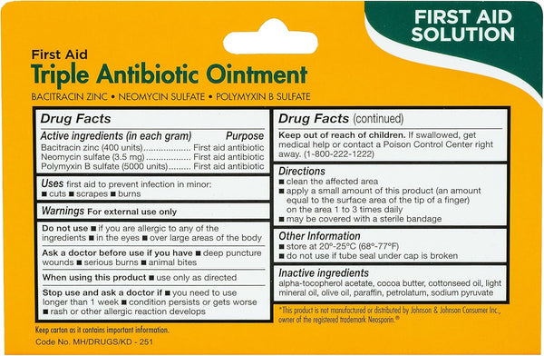 TheraCare Triple Antibiotic Ointment, 1 oz Tube | First Aid, Infection Protection for Minor Cuts, Scrapes & Burns, Bacitracin 1 Ounce