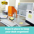 Post-It Pop-Up Notes Dispenser, Organizes Desk & Keeps Notes Nearby, Black Base, Clear Top, Includes 50 Sheets of 3 in X 3 in Canary Yellow Sheets