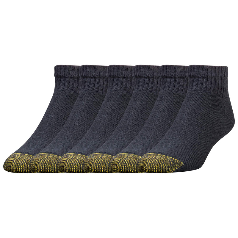 GOLDTOE Men's 656P Cotton Ankle Athletic Socks, Multipairs 6 Black (6-pairs) Large