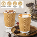 SIUQ Coffee Cups 12 oz 150 Pack, Insulated Ripple Wall Paper Coffee Cups 12 oz, Disposable Coffee Cups, Hot Beverage/Cold Drinking Cups for
