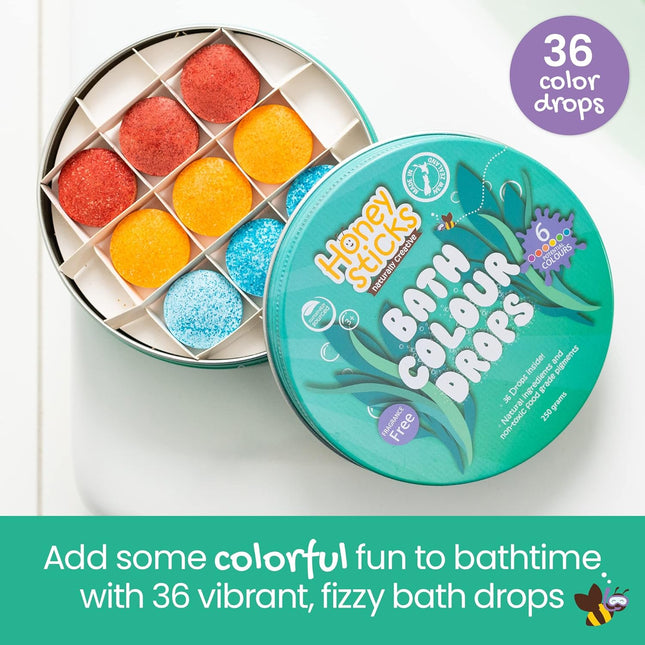 Honeysticks Bath Color Tablets for Kids - Non Toxic Bathtub Drops Made with Natu