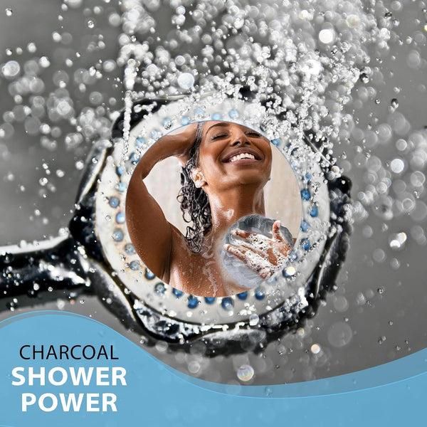 SHOWER BOUQUET Loofah-Charcoal Bath-Sponge-4-Pack Extra-Large 75g Soft Mesh | Black Luffa Loufa Loofa Puff Set / Exfoliating Body Scrubber Lufas