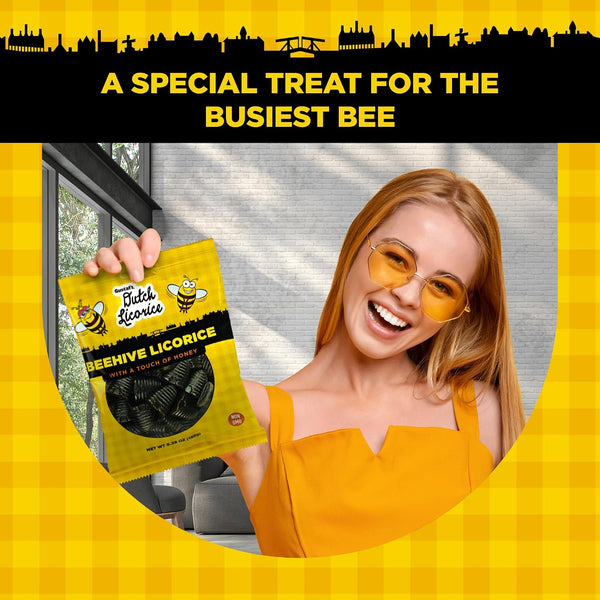 Gustaf's Beehive Dutch Licorice Drops - 5.2oz Bag - Sweet Honey Black Licorice Candy - Dutch Candy from Netherlands - Sweet Black Liquorice Treats