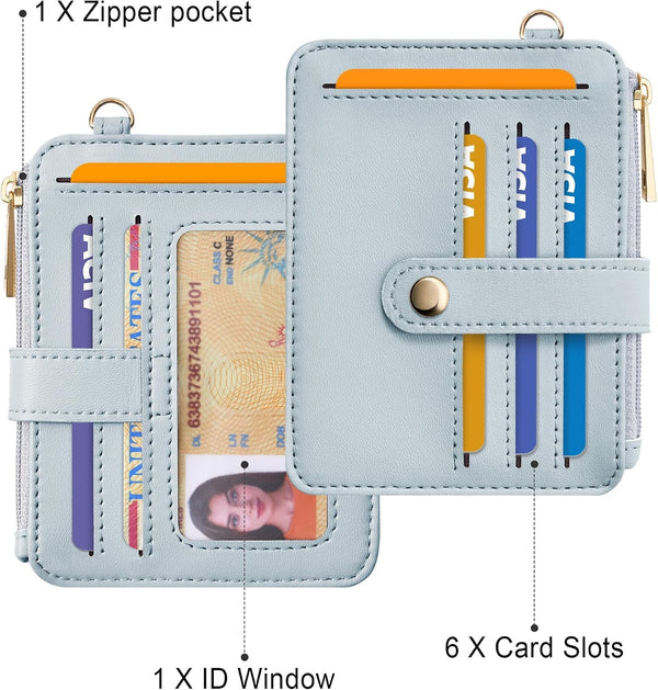 Wristlet Wallets for Women, Keychain RFID Blocking Credit Card Holder, Small Girly Wallet with Bracelet, Silicone Beaded Tassel Key Ring Card