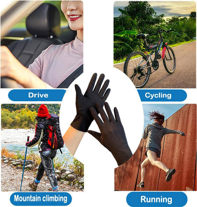Women'S Summer-Sun-Protection-Cycling-Gloves Touchscreen Full Finger Driving Glo