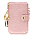 Keychain wallet, Rfid Blocking Credit Card Holder Leather, Zipper Card Case for Women Pink