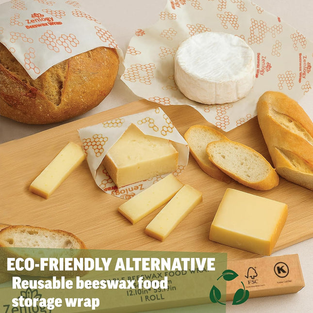 Zenlogy Reusable Beeswax Food Storage Wrap, Eco Friendly Alternative, Sustainabl