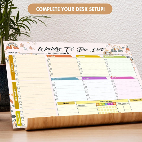 Weekly Planning To-Do-List Pad, 52 Undated Sheets for Daily To-Do Lists, Habit Tracking, Academic Scheduling, and Productivity Goals - Perfect for