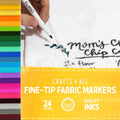 Crafts 4 All Fabric Pens for Clothes - Pack of 24 No Fade, Fabric Markers Permanent for Textile - No Bleed, Machine Washable Shoe Markers for
