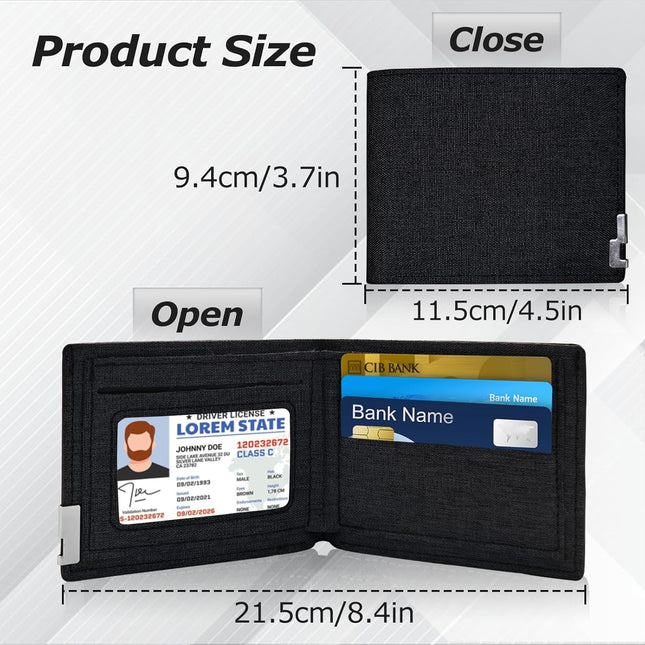 Mens Slim Wallet, Denim Fabric Men's Wallet Minimalist Wallet for Men, Mens Bifold Wallet Small Wallet for Teen Boys, Po