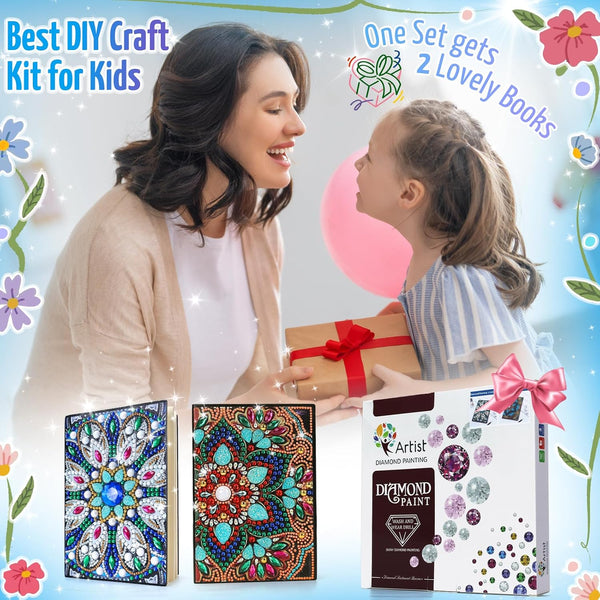 Micaracy Craft Kits for Kids Age 6-8-9-10, Presents for 5 7 11 12 Year Old Girls Notebook Diamond Art Painting Kit Arts and Crafts for Kids Toys