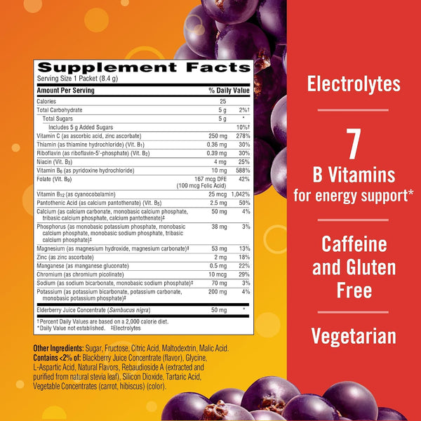 Emergen-C Elderberry Fizzy Drink Mix, Elderberry Immune Support, Natural Flavors, With High Potency Vitamin C, 18 Count Elderberry 5.2 Ounce (Pack