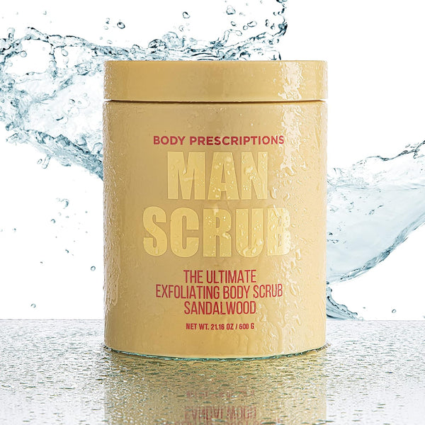 Body Prescriptions Men’s Exfoliating Body Scrub – Ultimate Skin Cleansing Wash in Jar with Twist-Top Lid, For All Skin Types, 21 Ounce (Pack of