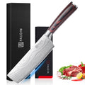 PAUDIN Nakiri Knife - 7" Razor Sharp Meat Cleaver and Vegetable Kitchen Knife, High Carbon Stainless Steel, Multipurpose Asian Chef Knife for Home