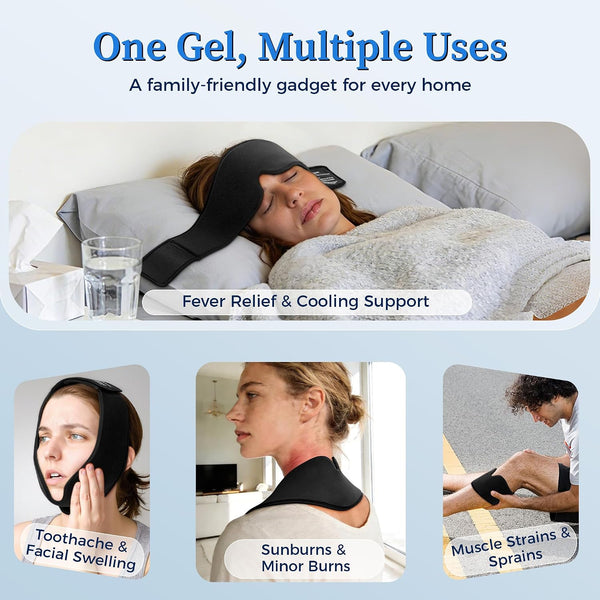 Cooling Gel Eye Mask Sleep: FSA -HSA Eligible, Cold Compress for Puffy Eyes & Migraine Relief - Reusable Gel Weighted Sleeping Mask for Dark
