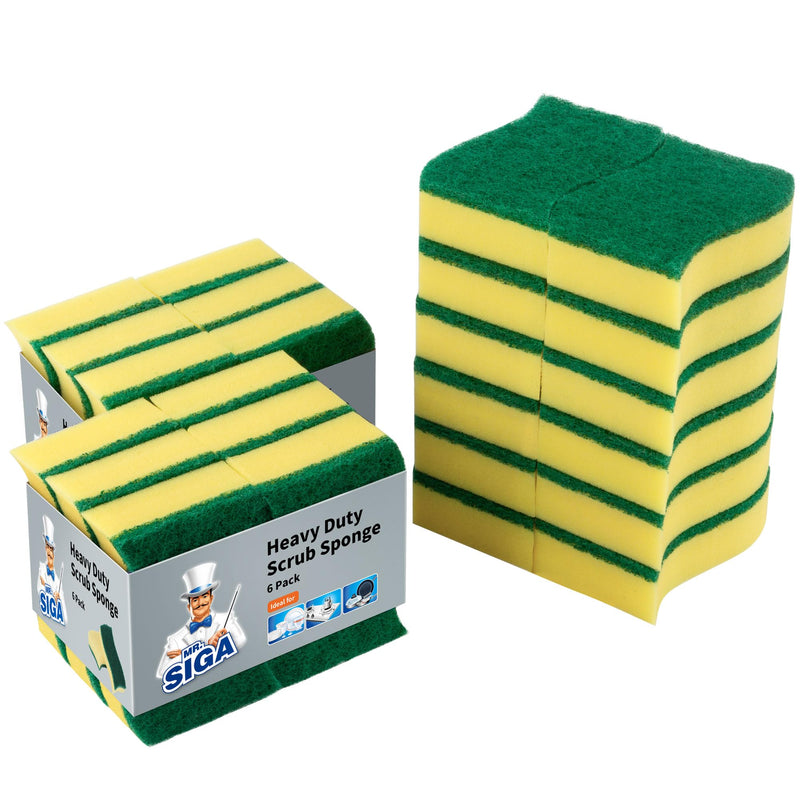 MR.SIGA Heavy Duty Scrub Sponge, 24 Count, Size:11 x 7 x 3cm, 4.3" x 2.8" x 1.2" pack of 24