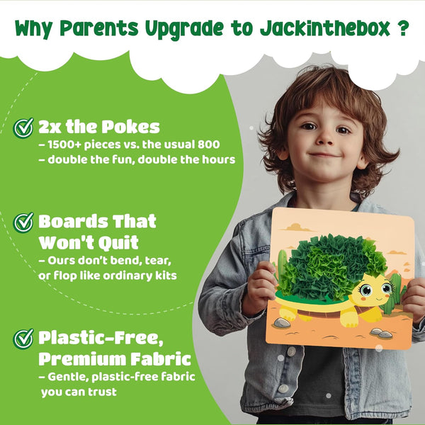 jackinthebox Poke Poke Art – Animals Theme, Mess-Free Fabric Art and Craft, Flower Pressing Kits, Gift for Kids, Gift for Girls and Boys Ages 4 5
